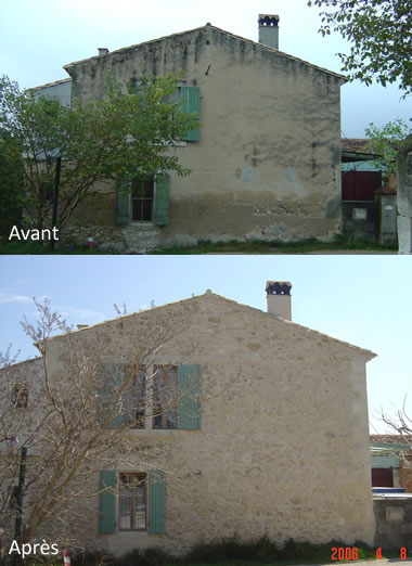 La Pierre d'Ezel : rénovation de façade en Provence : Avant et Après la rénovation de la façade du Mas des Baumettes